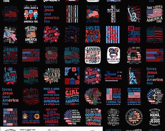 Paquete de imágenes PNG "Ella ama a Jesús y también a Estados Unidos", PNG cristiano patriótico, imágenes prediseñadas de fe estadounidense, diseño de sublimación del 4 de julio, 300 DPI