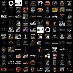 100+ Photographer PNG Bundle, Camera Lover PNG Designs, Funny Photography Quotes Shirt Graphics, Event Photographer Sublimation Download