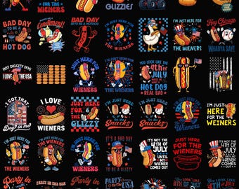 PNG de perrito caliente divertido, PNG de "Just Here For The Wieners", PNG de Glizzy, diseño de sublimación del 4 de julio, imágenes prediseñadas de humor para barbacoa, descarga instantánea