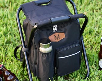 Personalized Cooler Chair Backpack, Groomsman Gifts, Custom Folding Stool with Cooler, Best Man Gift, Bachelor Party, Groom Gift, Men Gift