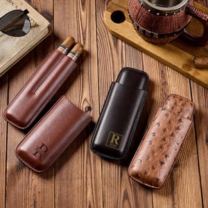 Custom Leather Cigar Case, Personalized Cigars Accessories, Groomsmen Gifts, Best Man Proposal, Mens Birthday Gift for Smokers