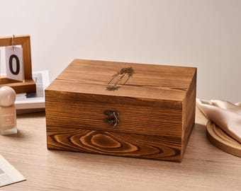 Personalized engraved wooden keepsake box - memory chest for weddings, rustic memento box, perfect for photos & sentimental keepsakes