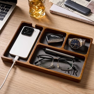 Gift for him tray wood anniversary gifts for husband birthday gift for men who have everything valet tray for dad birthday present boyfriend