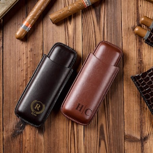 Leather Cigar Case, Custom Cigar Holder, Cigar Box, Ostrich Leather Cigar Travel Case, Gift For Men, Groomsmen Proposal Gifts