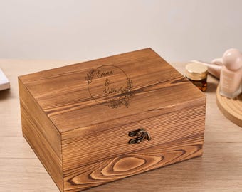 Personalized Wooden Keepsake Box, Wedding Memory Box, Wedding Keepsake Box, Anniversary Gift, Bridal Shower Gift, Gift For Couple