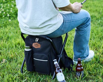 Custom Backpack Cooler Chair, Personalized Cooler Bag, Mens Fishing Chair, Tailgate Cooler Stool, Groomsman Proposal Gift, Fathers Day Gift