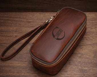 Estuche de cuero personalizado para pipa, organizador de pipa de tabaco, bolsa de viaje para accesorios de fumar, regalo para él, regalo para fumadores de pipa