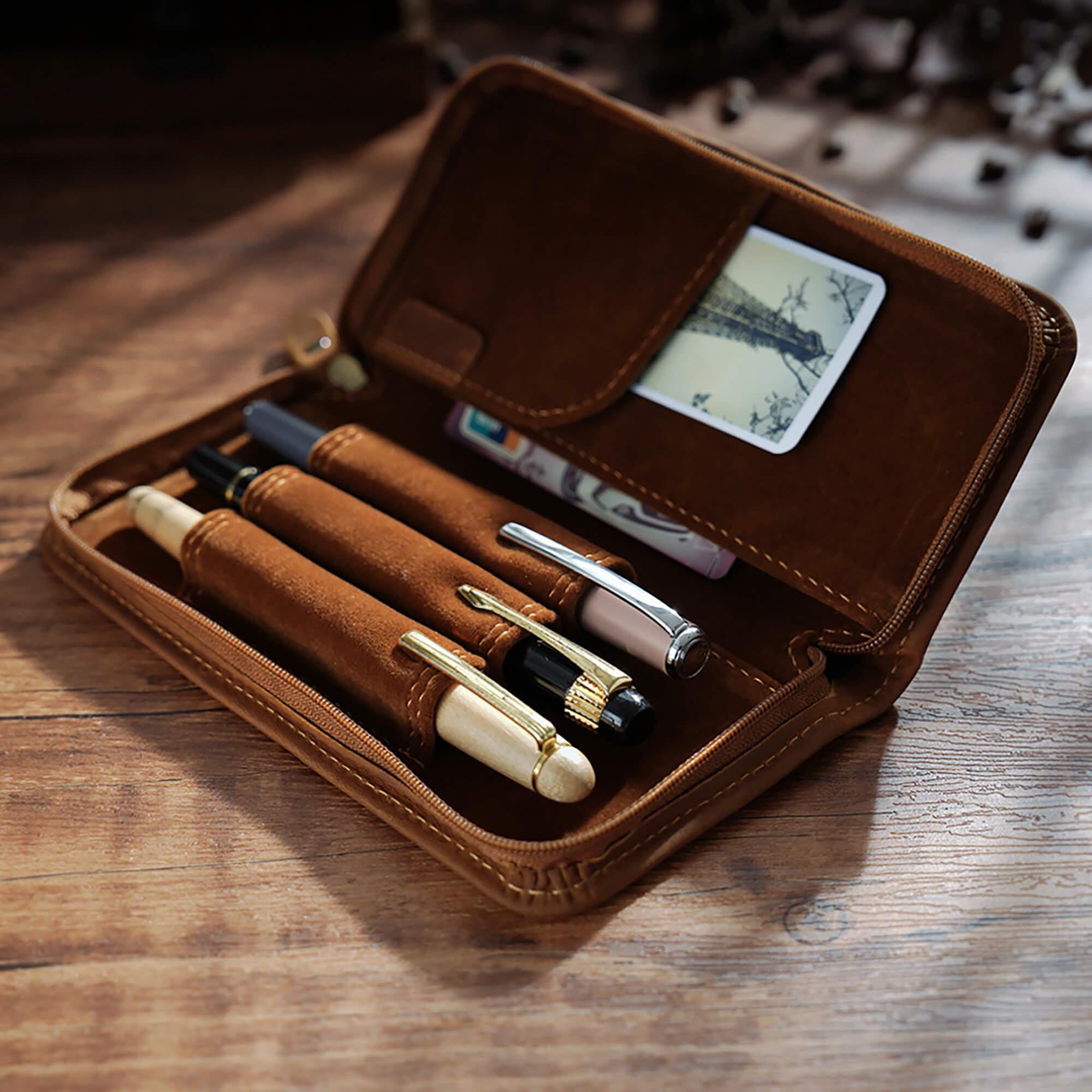Juego De Fundas Para Bolígrafos Estilográficas De Piel Sinté