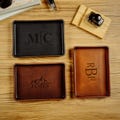 Custom Leather valet tray, Personalized Engraved Leatherette Tray, Personalized Catchall Tray, Full Grain Leather Valet Catchall Tray