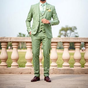Men Green Suit - Groom Wedding Wear - Men Wedding Suit - Party Wear Suit - Green Three Piece Suit - Gift For Groom - Suit For prom - Suits