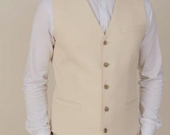 Wehilion Men's Suit Vest White Business Formal Dress With 3 Pockets
