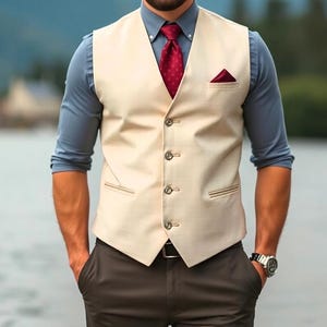 Herren Westen - Bräutigam | Groomsmen Ivory Hochzeit, Verlobung, Abschlussball, Ring Zeremonie Weste - Herrenweste