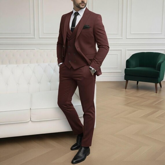 green emerald velvet dress Classy Two PieceDark Green Mens Suit for Wedding, Engagement, Prom, Groom Wear and Groomsmen Suits CB33271 US42 / Customized main image 0