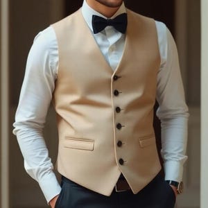 Elfenbein Baumwolle Herren Weste - Formelle Bräutigam Hochzeit Weste