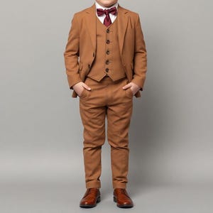 Brown Kid Suit - Suit For Kid - Kid Wedding Suit - Kid Tuxedo Suit - Wedding Wear Suit - Brown three Piece - Jacket Toddler - Toddler Suit