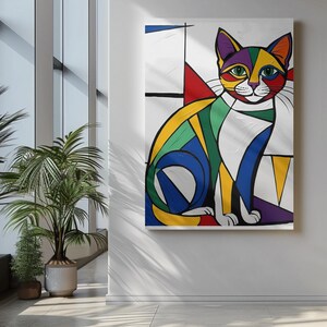 8 Imágenes de Arte Cubista de Gatos – Arte Moderno para Imprimir y Decorar tu Hogar