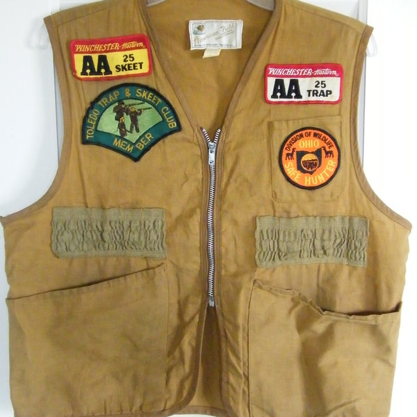 Vintage Hunting Vest with Patches Winchester, Skeet, Ohio
