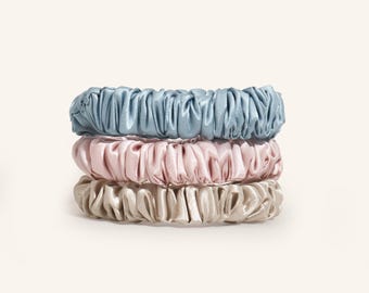 Mulberry Silk Skinny Scrunchie Set – Slim Hair Ties, Bridesmaid Gift