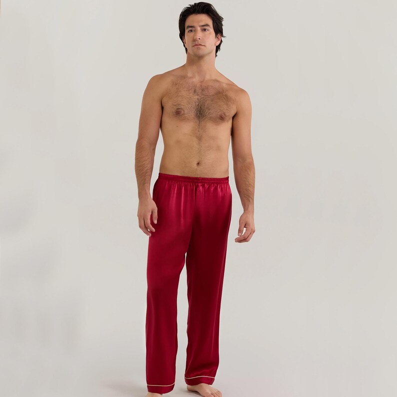 Silk Lounge Wear Pajama Pant For Men – Breathable Comfy Summer Sleepwear Pj Pants Trouser image 6