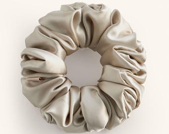 Mulberry Large Silk Scrunchie: Gentle Hold Hair Tie for Thick Hair