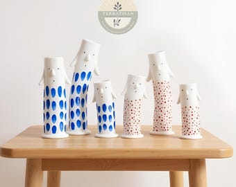 Ręcznie robiony ceramiczny wazon w kropki | Zabawny wystrój domu