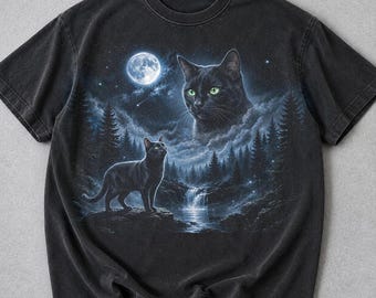 Black Cat Howling to the Moon Shirt, Funny Cat Comfort Colors Tshirt, Halloween Tshirt, Retro Animal Graphic Tee, Silly Cat Tee