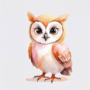 Owl poster nursery | Forest animal watercolor print | Boho baby room decoration | Digital download | Scandinavian wall art
