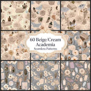 Witchy Seamless Patterns, Dark Academia Crystals, Botanicals, Tarot (Digital Download)