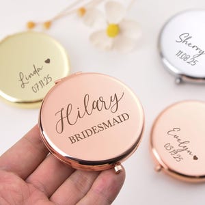 Compact Mirror,Engraved Pocket Mirror for Her,Bridesmaid Gifts,Best Friend&#39;s wedding,Custom Wedding,Birthday Keepsake Gifts,Pocket Mirror