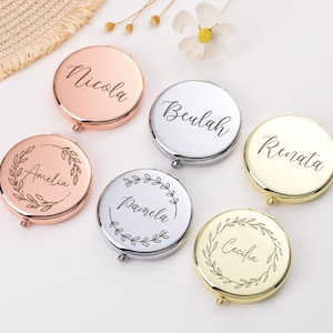Personalized Compact Mirror, Personalized Gift for her, Pocket Mirror, Bridesmaid Gifts, Engraved Mirror Gift for Women Mother&#39;s Day