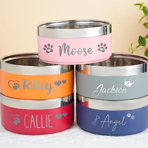 Grawerowane miski ze stali nierdzewnej dla psów i kotów z imieniem, izolowany prezent dla zwierząt, prezenty dla zwierząt, miska na jedzenie i wodę, prezent dla miłośnika zwierząt, wyjątkowe prezenty dla zwierząt