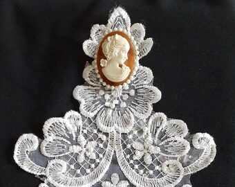 WHITE Austin Powers-Steam Punk-Vittoriano Edoardiano in pizzo Jabot//collo colletto e polsini