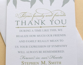 English Or Spanish Funeral Thank You Sympathy Cards With A Etsy