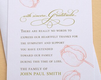 funeral sympathy thank you cards with three big peach tulips personalized flat cards 3 12 x 4 78 - Personalized Funeral Thank You Cards funeral sympathy thank you cards with three big peach tulips personalized flat cards 3 12 x 4 78 - Personalized Funeral Thank You Cards