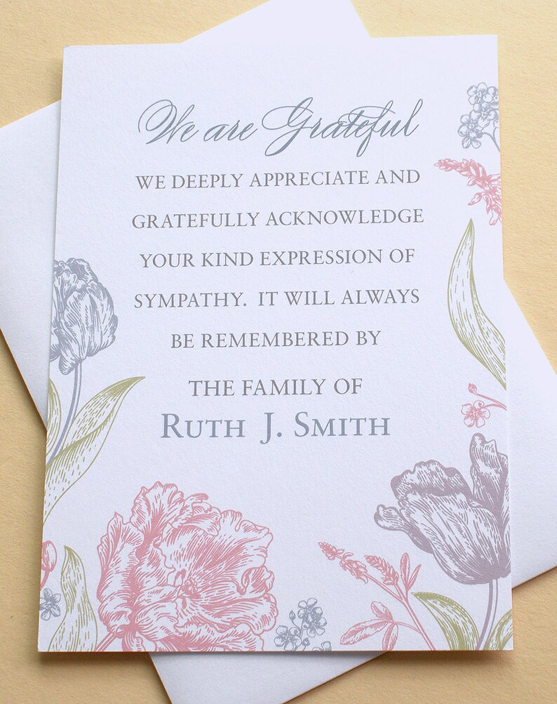 thank you sympathy cards with a bunch of colorful flowers