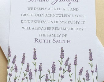 Funeral Thank You Sympathy Card with a Meadow of Purple Lilacs - FLAT Cards - 3-1/2” x 4-7/8”