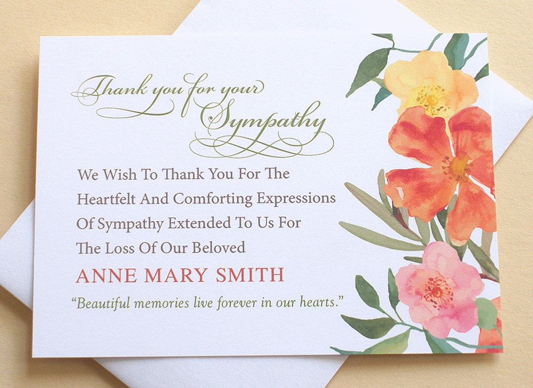 Thank You Sympathy Cards With Bright Colorful Flowers - Etsy