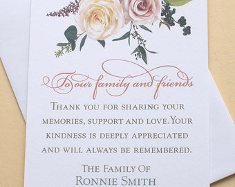 Thank You Sympathy Cards With a Beautiful Bouquet of Roses - Custom - FLAT Cards - 3-1/2” x 4-7/8”