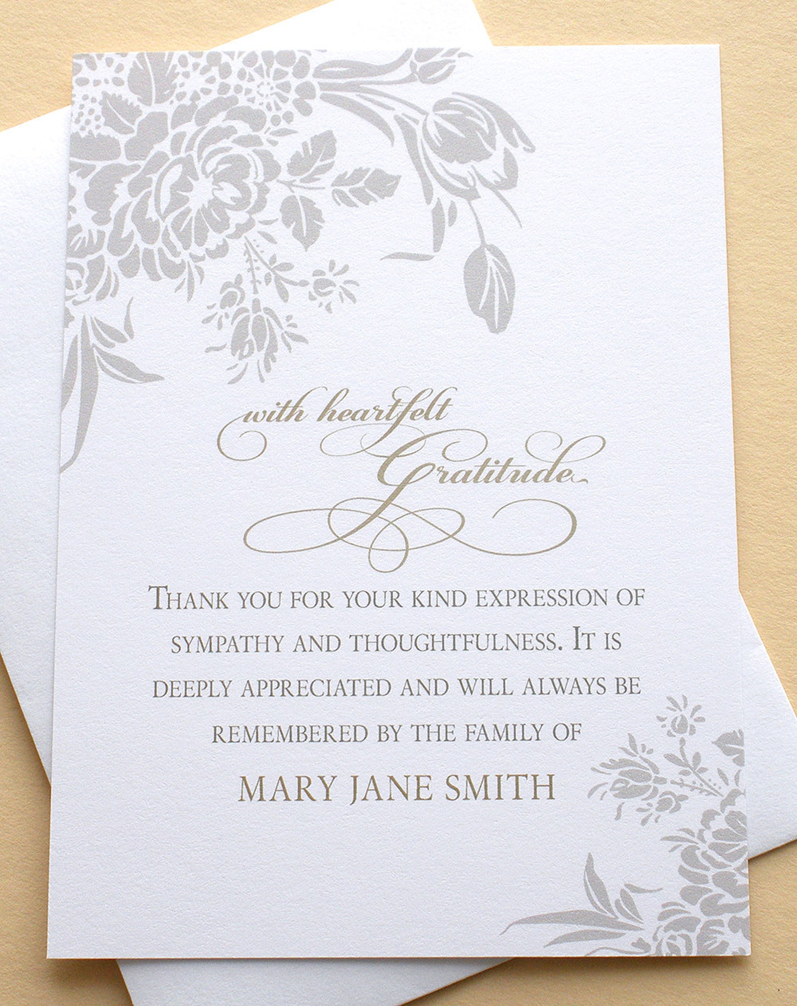 Personalized Funeral Thank You Cards FLAT Cards 31/2 X 47/8 Etsy