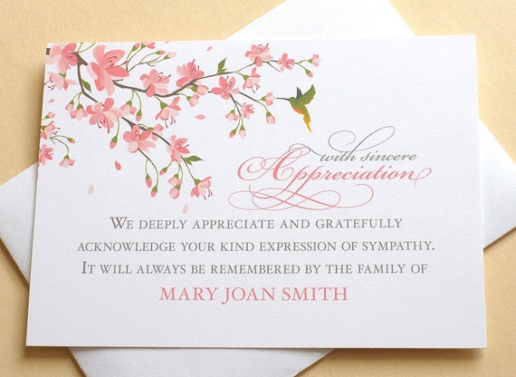 Thank You Sympathy Cards With Peach Blossoms And A Etsy