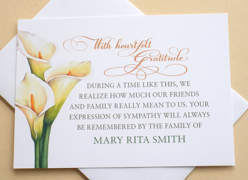 Handmade Beautiful Calla Lily Sympathy Card For Men & Women 