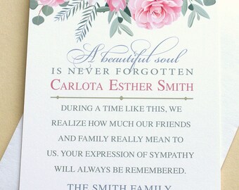 Funeral Thank You Cards with a Pretty Bunch of Flowers - Custom - FLAT Cards - 3-1/2” x 4-7/8”