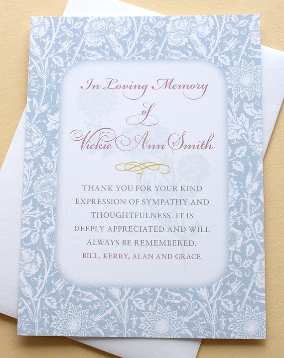 Sympathy Thank You Cards with Blue Carnations Personalized Etsy