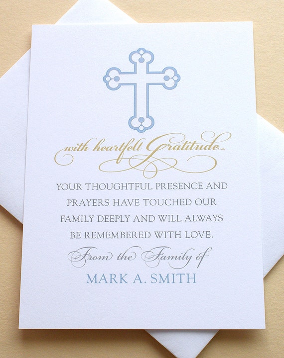 Religious Sympathy Thank You Cards With A Cross Or A Etsy