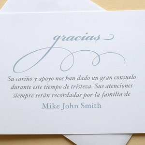 Elegant and Simple Thank You Sympathy Cards in English or Spanish Personalized FLAT Cards 4-7/8 x 3-1/2 image 2