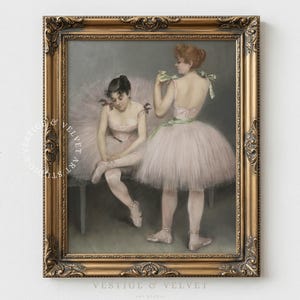 Vintage Ballerina Nursery Wall Art Download | French Balletcore Girls Room Printable | Pastel Coquette Oil Painting | Paris Dance Studio Art
