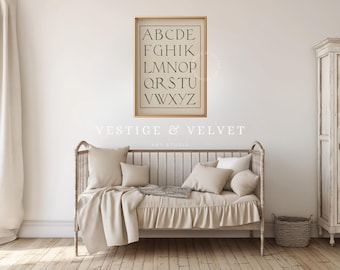 Vintage Alphabet Poster Print: Neutral ABC Wall Art, Farmhouse Nursery Decor, Gender Neutral Kids Room DIGITAL DOWNLOAD