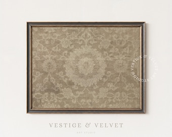 Antique Tapestry Printable Wall Art: Neutral Vintage Textile Pattern Artwork for French Country Decor (Digital Download)