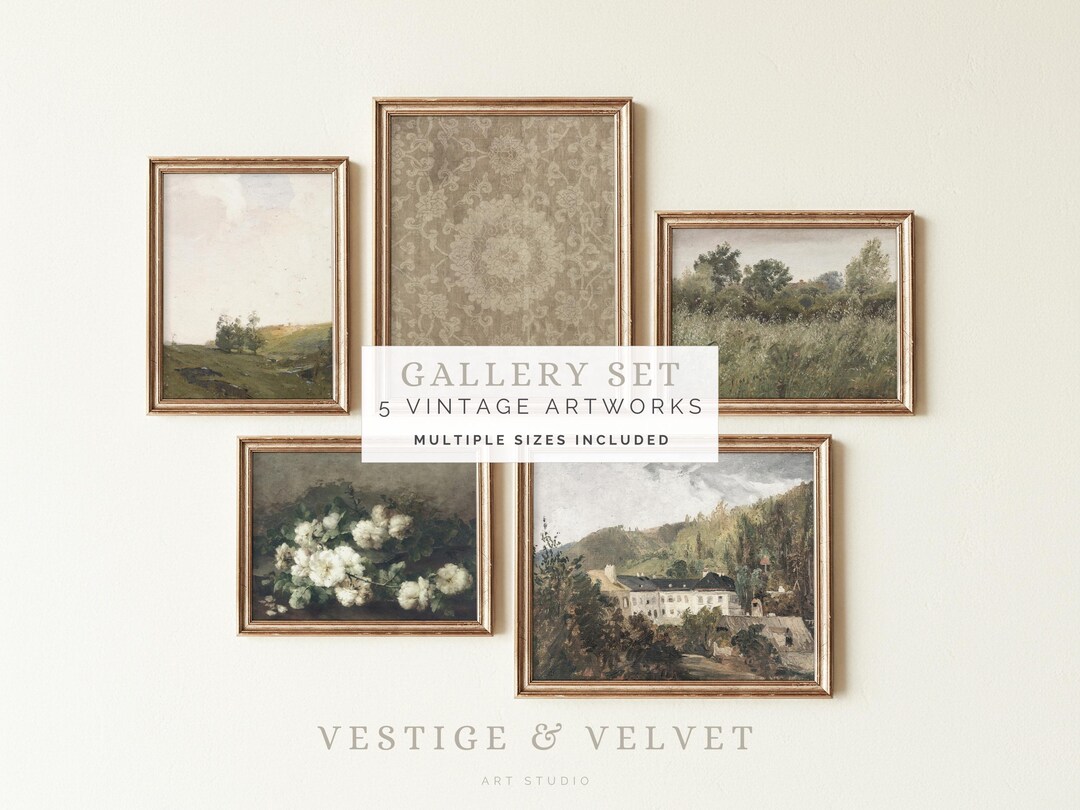 Gallery Wall Art Set of 5, Vintage Art Prints, Printable Wall Decor ...