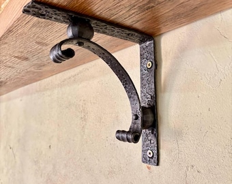 Handmade wrought iron shelf brackets: sturdy rustic supports, decorative shelf supports, sturdy metal brackets, furniture parts, wall shelf
